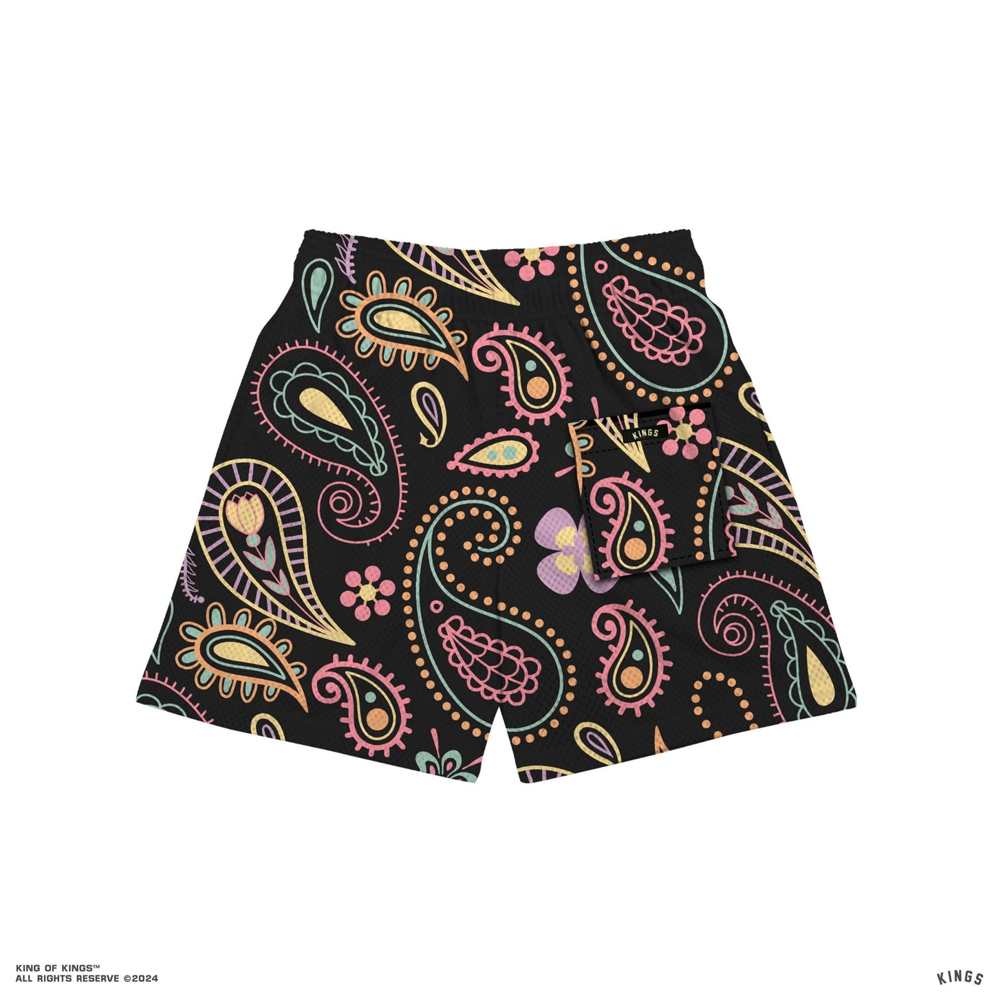 MULTICOLOR PAISLEY MESH SHORT