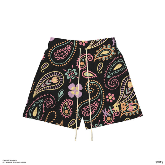 MULTICOLOR PAISLEY MESH SHORT